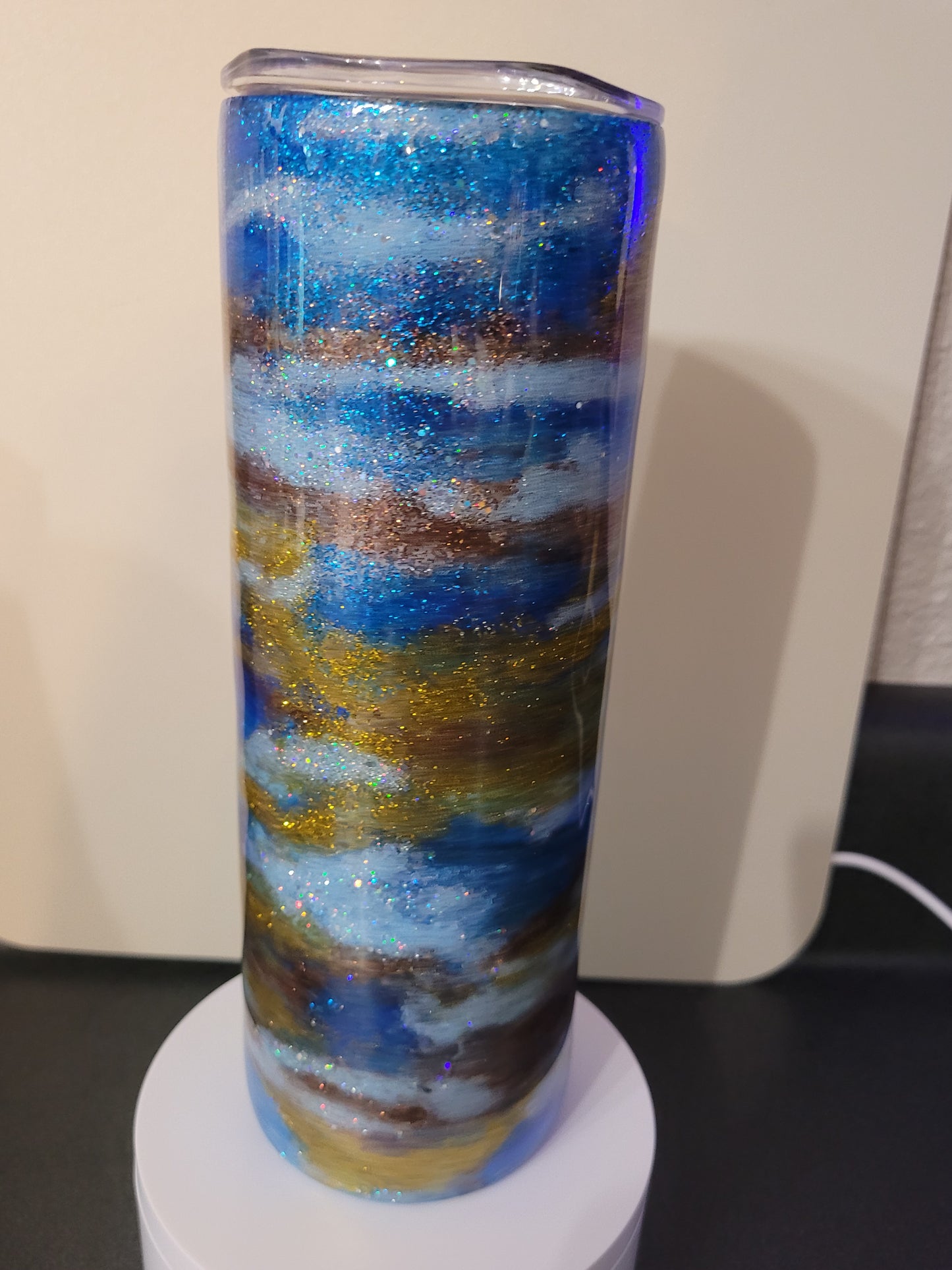 Blue Gold Glitter Swirl