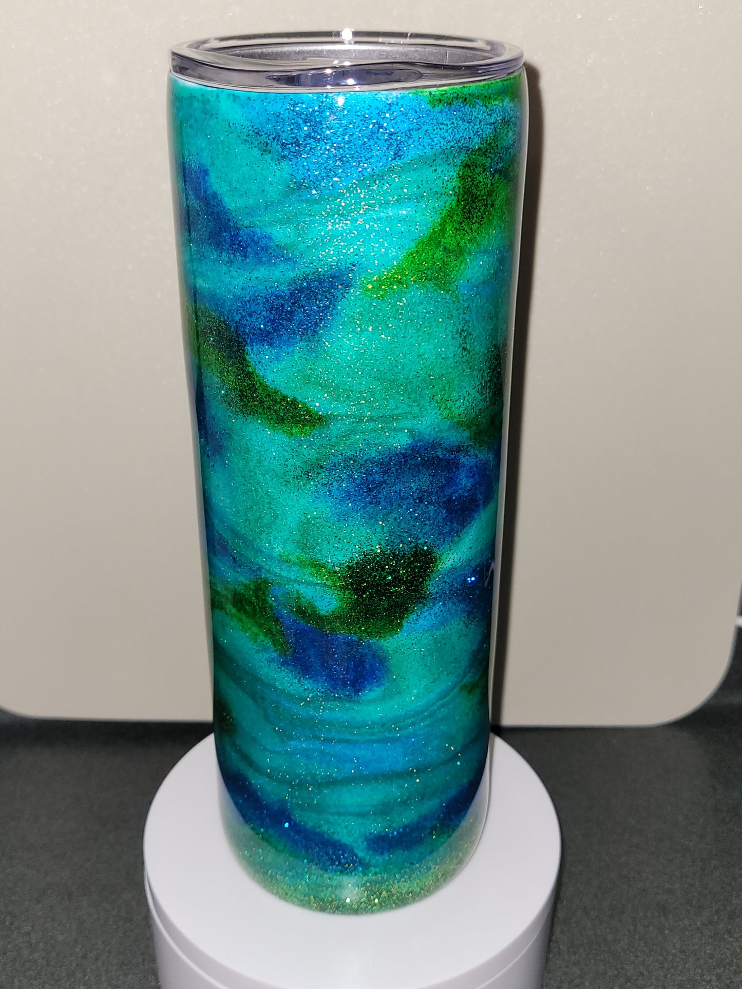Blue Green Glitter Swirl