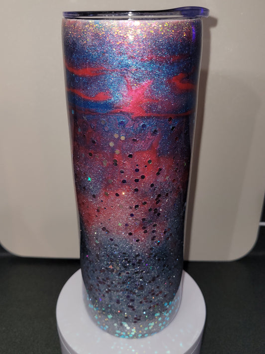 Red Blue Silver Glitter w/Stars