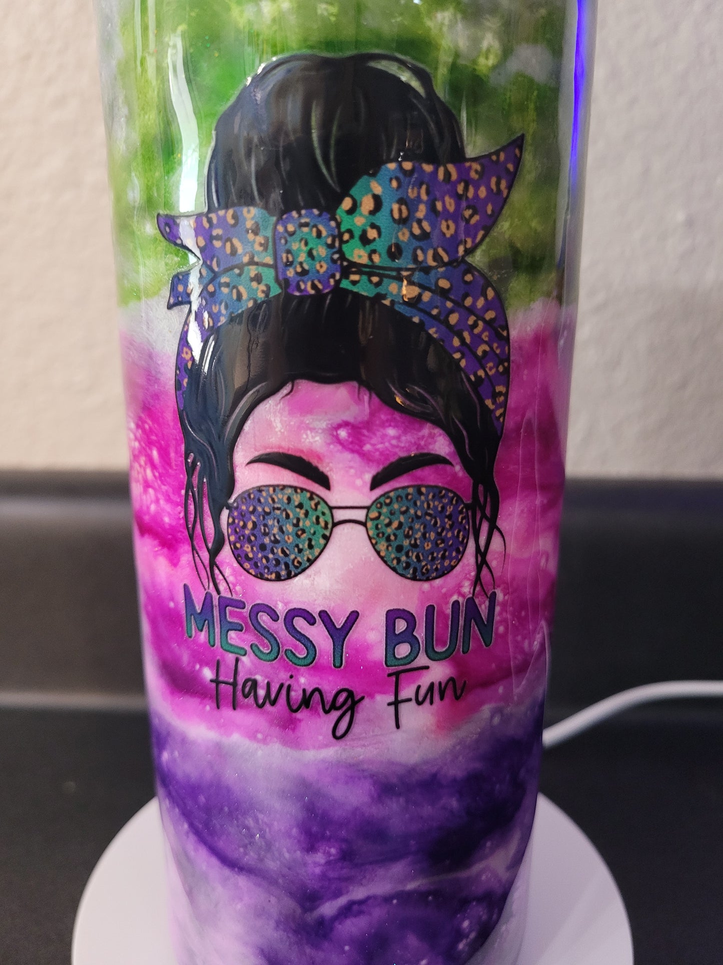 Messy Bun. Pink, green, purple. READY TO SHIP!